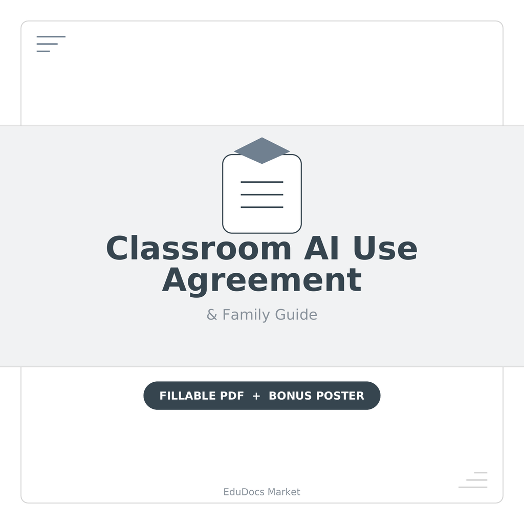 Classroom AI Use Agreement & Family Guide | Fillable PDF + Printable