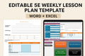 5E Lesson Plan Template (Editable Weekly Planner + Macro-Enabled Excel Tool + Word) | Standards-Based Planning