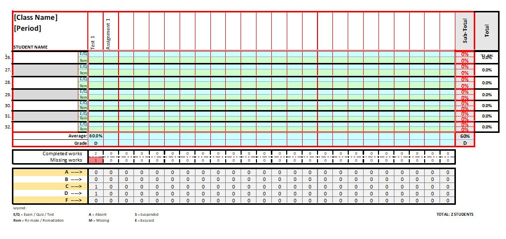Digital Rollbook Template (MS Excel)