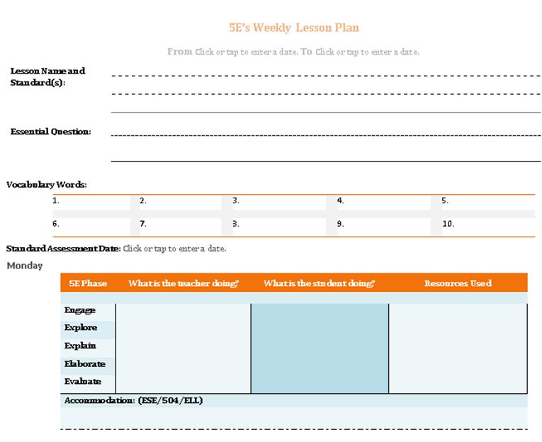 5E Lesson Plan Template (Editable Weekly Planner + Macro-Enabled Excel Tool + Word) | Standards-Based Planning