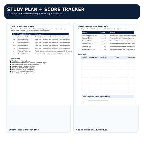 Civics Test Prep Printable | 42-Page Study Packet | Practice Test, Drills, Answer Keys